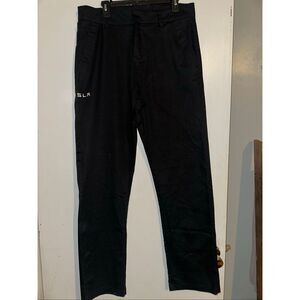 Tesla Pants Mens 36 x 34 Black Straight Leg Embroidered Spellout Workwear chino